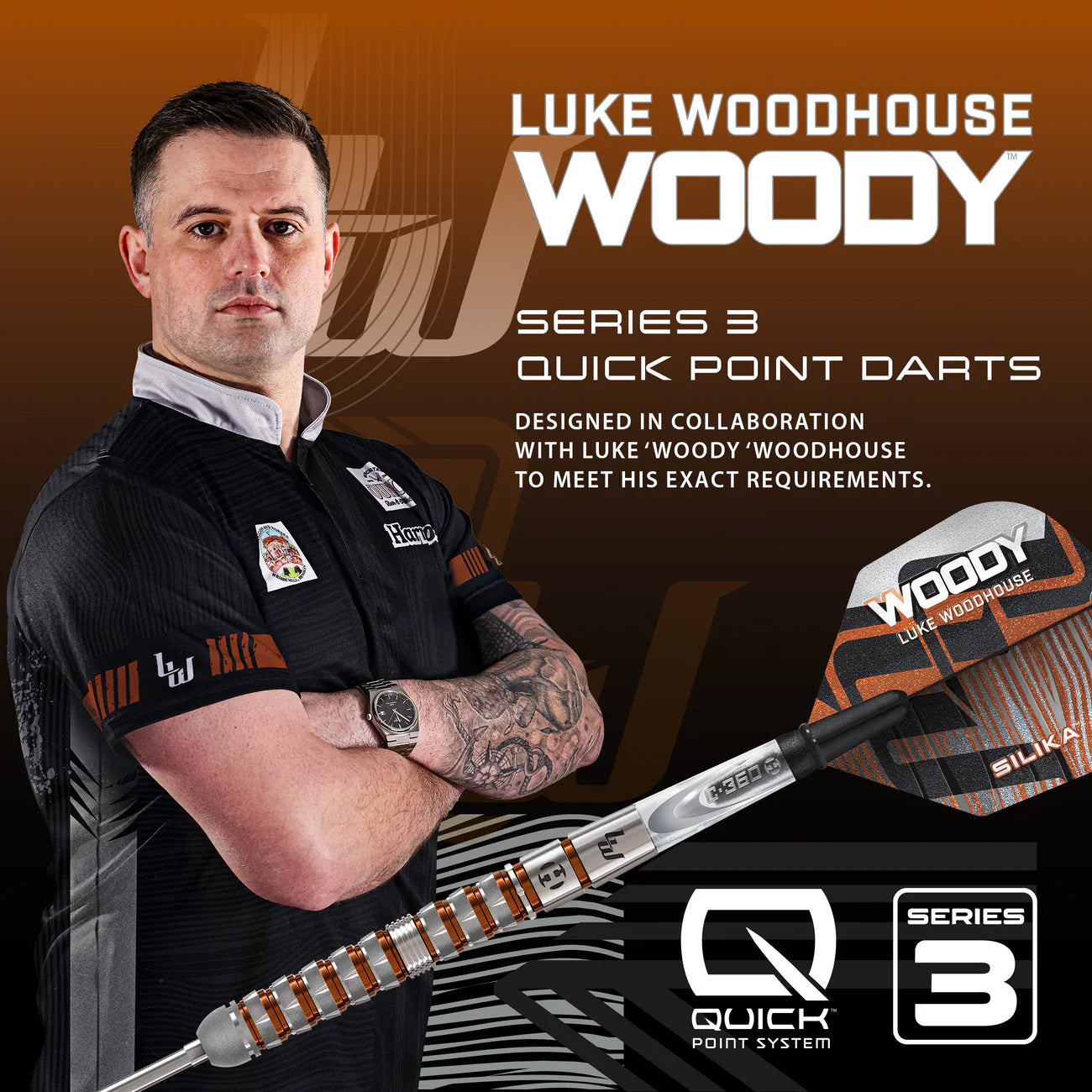 Harrows - Luke Woodhouse Series 3 90% Quick Point Steeldart