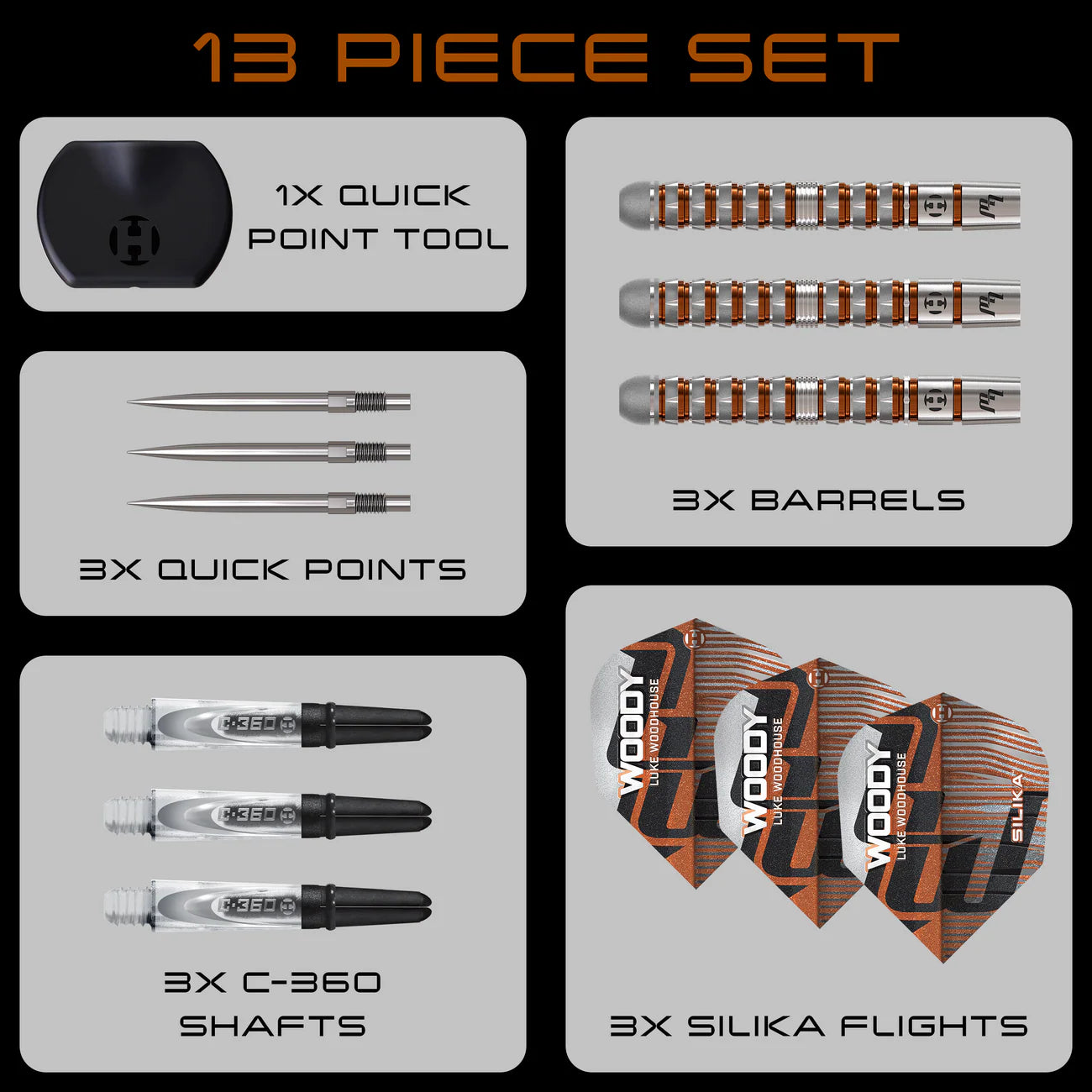 Harrows - Luke Woodhouse Series 3 90% Quick Point Steeldart