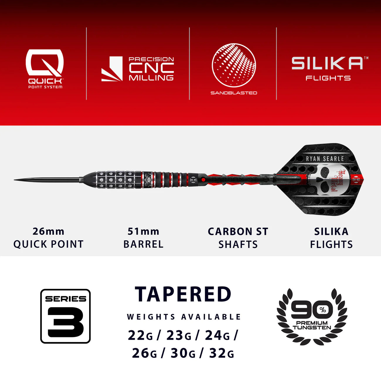 Harrows - Ryan Searle Series 3 90% Quick Point Steeldart
