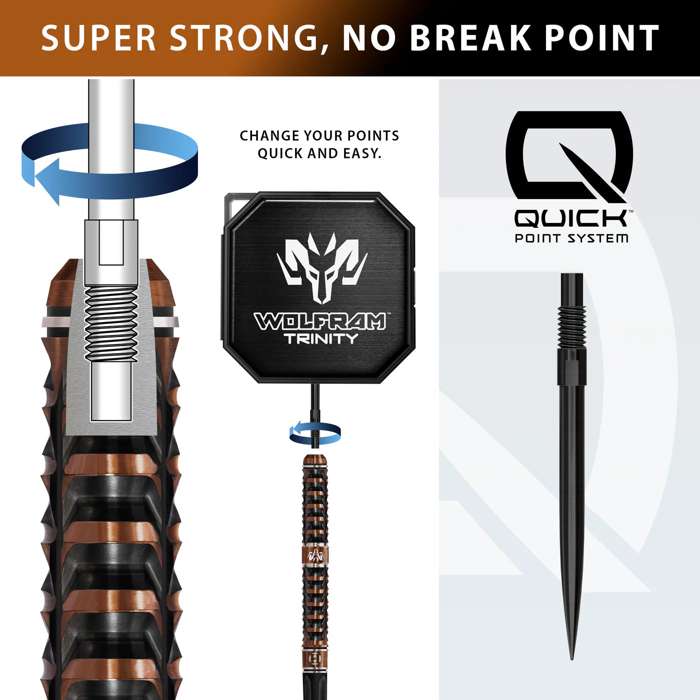 Harrows - Wolfram Trinity 97% Quick Point Steeldarts